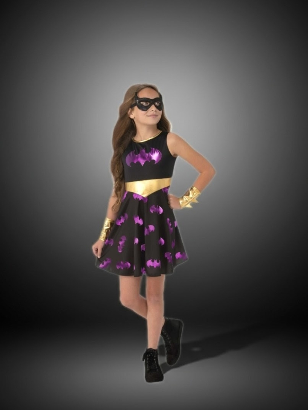 Stylish Black & Purple Batgirl DC Girl Superhero Costume Dress-Up Halloween Gift